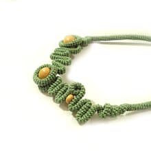 Free Form Tube Crochet Necklace Pepper Green