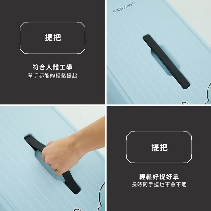 【Mofusand貓福珊迪】20吋拉鍊款行李箱 胖胖箱 登機箱-貓鯊藍