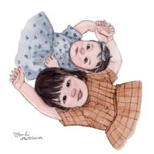 People Portrait 雙人7吋畫像 / 親子 寶寶 小孩畫像委託  附畫框