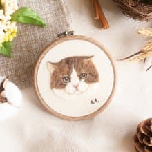 擬真寵物貓 羊毛刺繡框畫