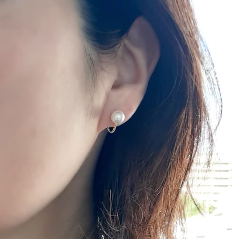 K18 デザインピアス ホワイト あこや真珠 パールピアス あこやパール 日本の真珠 pearl earrings 珍珠耳環 珍珠耳环 진주귀걸이