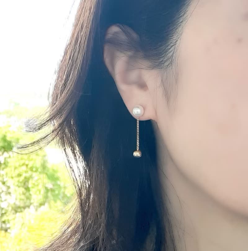 K18 デザインピアス ホワイト あこや真珠 パールピアス あこやパール 日本の真珠 pearl earrings 珍珠耳環 珍珠耳环 진주귀걸이