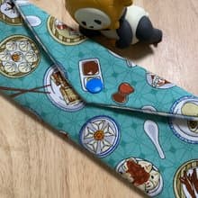 文青風環保純棉筷袋 台灣美味小吃 質感原胚 湖水藍 日本 潮物 收