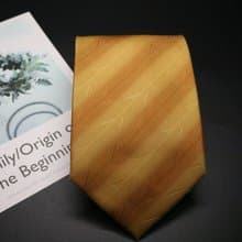 黃色真絲細條交錯領帶/商務正裝簡約款式