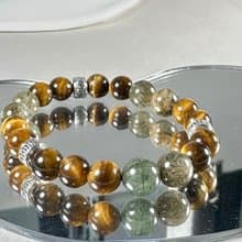 黃虎眼 綠髮晶天然水晶手鍊/ 招財 旺事業 招貴人