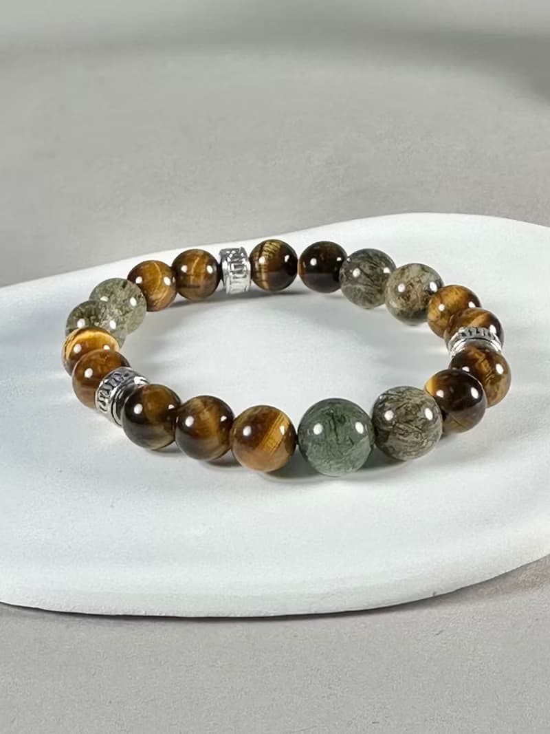 黃虎眼 綠髮晶天然水晶手鍊/ 招財 旺事業 招貴人