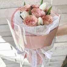 卡布奇諾玫瑰 鬱金香花束  鮮花花束