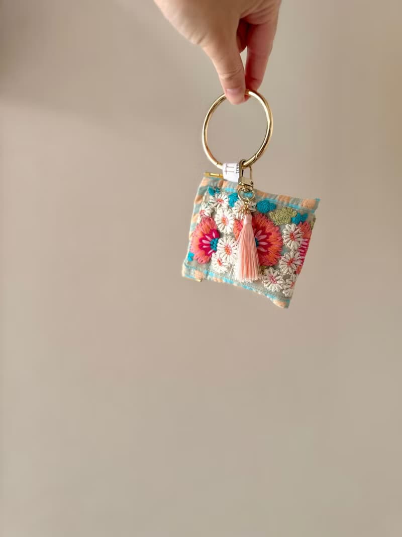 インド刺繍リボンのバネポーチ(pinkoi限定　カラフルポップ)