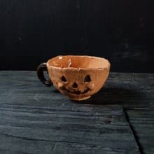 南瓜陶瓷小茶杯 (高5.2cm 陶杯 水杯 酒杯 萬聖節)
