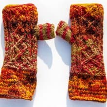 手織純羊毛針織手套/露趾手套/內刷毛手套/保暖手套-北歐夕陽陽光