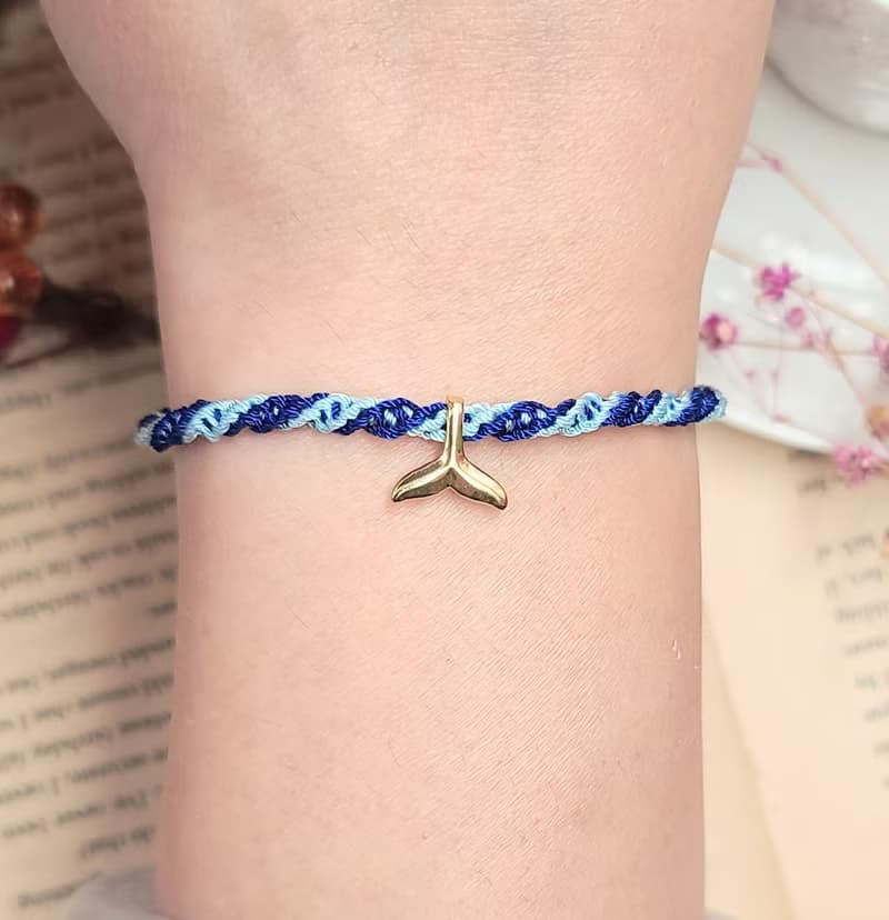 幸福線 編織 人魚 鍍金 魚尾 海洋 紅線 手鍊 氣質 雙魚 公主