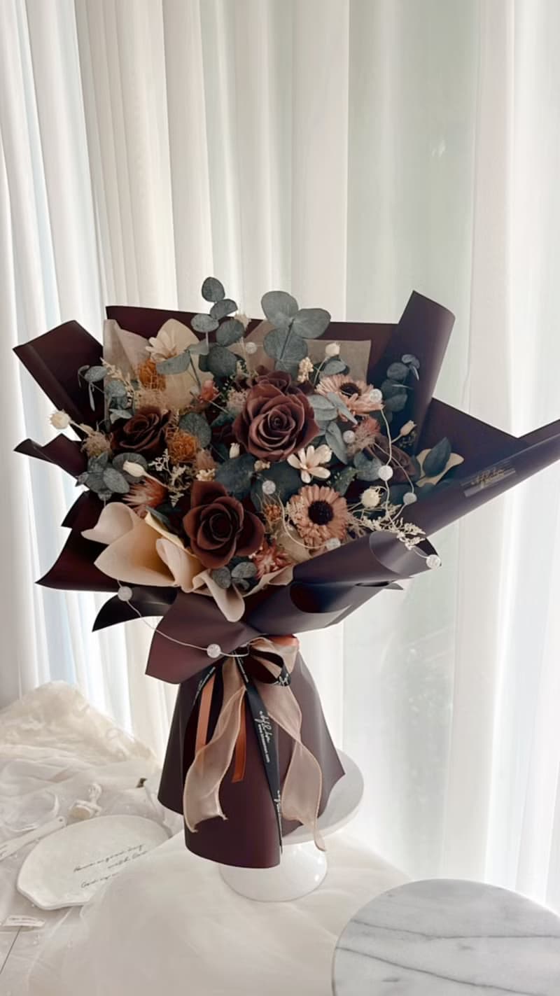 wbfxhm/ 美拉德花束 煙燻巧克力不凋玫瑰花束