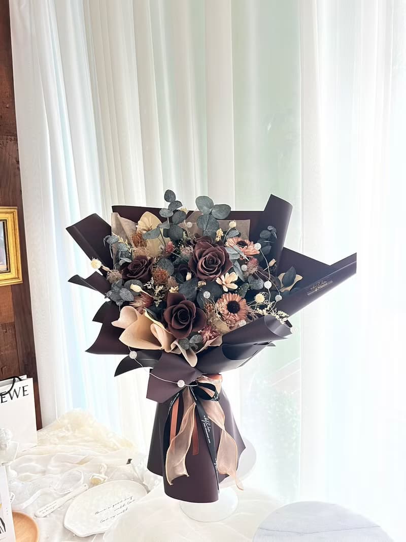 wbfxhm/ 美拉德花束 煙燻巧克力不凋玫瑰花束