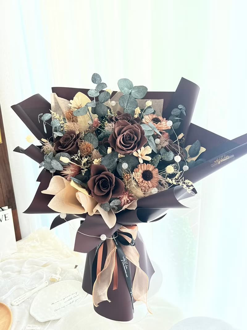 wbfxhm/ 美拉德花束 煙燻巧克力不凋玫瑰花束