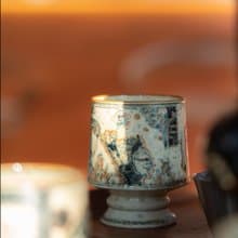景德鎮手繪青花瓷 中國傳統皮影戲紋樣 新款高足杯 茶盤