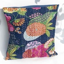 花朵刺繡抱枕套 純棉抱枕套 民族風抱枕套-法式風時尚藍花朵森林