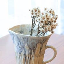 【聖誕節禮物】日本進口陶土手捏乾花器自然流釉紋理侘寂感置物桶