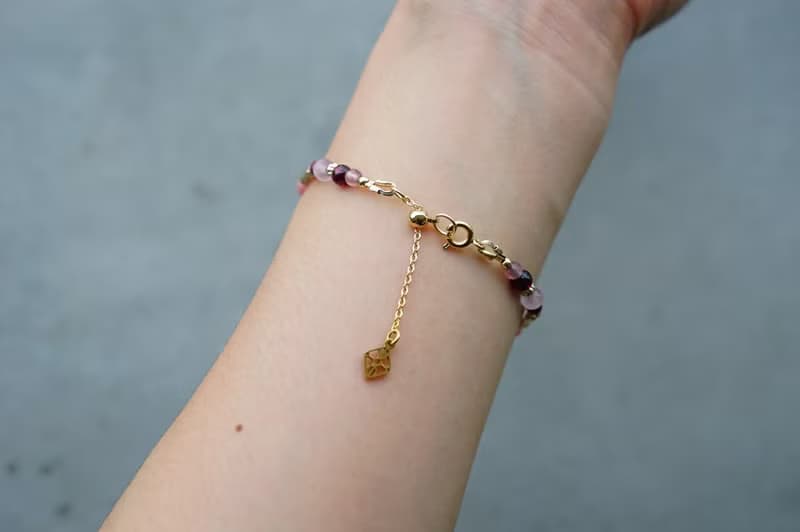 小時光 粉 - 14K包金 草莓晶/紅紋石/粉晶/石榴石 鋯石手鍊