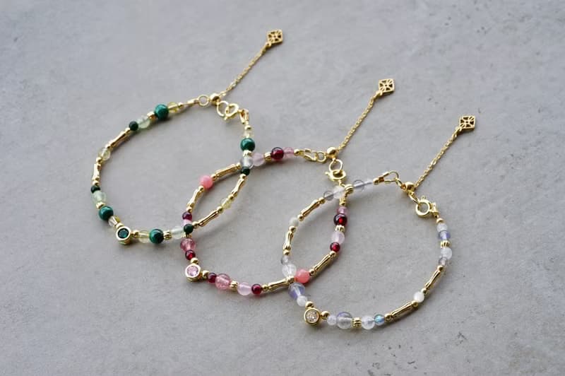 小時光 粉 - 14K包金 草莓晶/紅紋石/粉晶/石榴石 鋯石手鍊