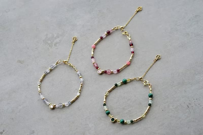 小時光 粉 - 14K包金 草莓晶/紅紋石/粉晶/石榴石 鋯石手鍊