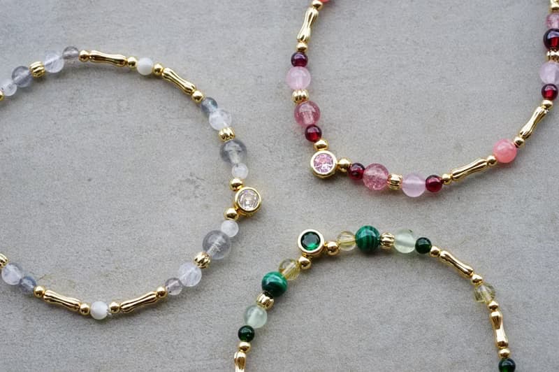 小時光 粉 - 14K包金 草莓晶/紅紋石/粉晶/石榴石 鋯石手鍊