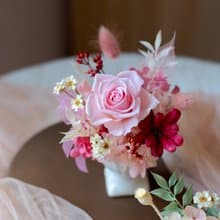 淡粉永生精緻盆花 永生花禮 乾燥花 生日禮物 居家擺飾 七夕 情人