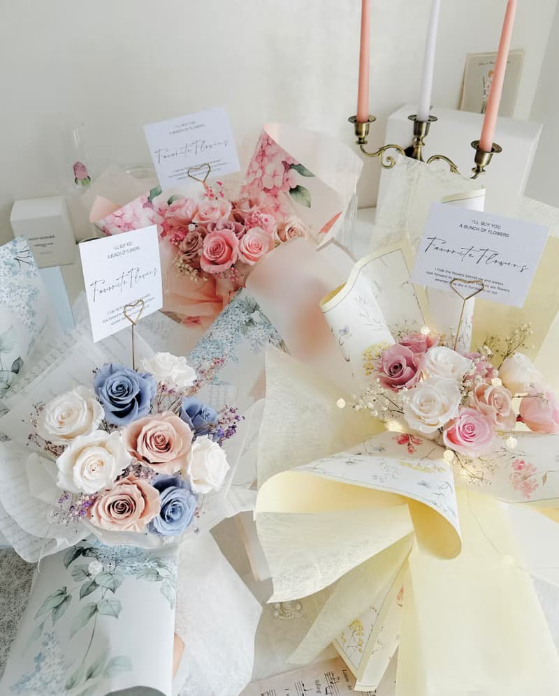 浪漫花卉永生玫瑰花束9朵