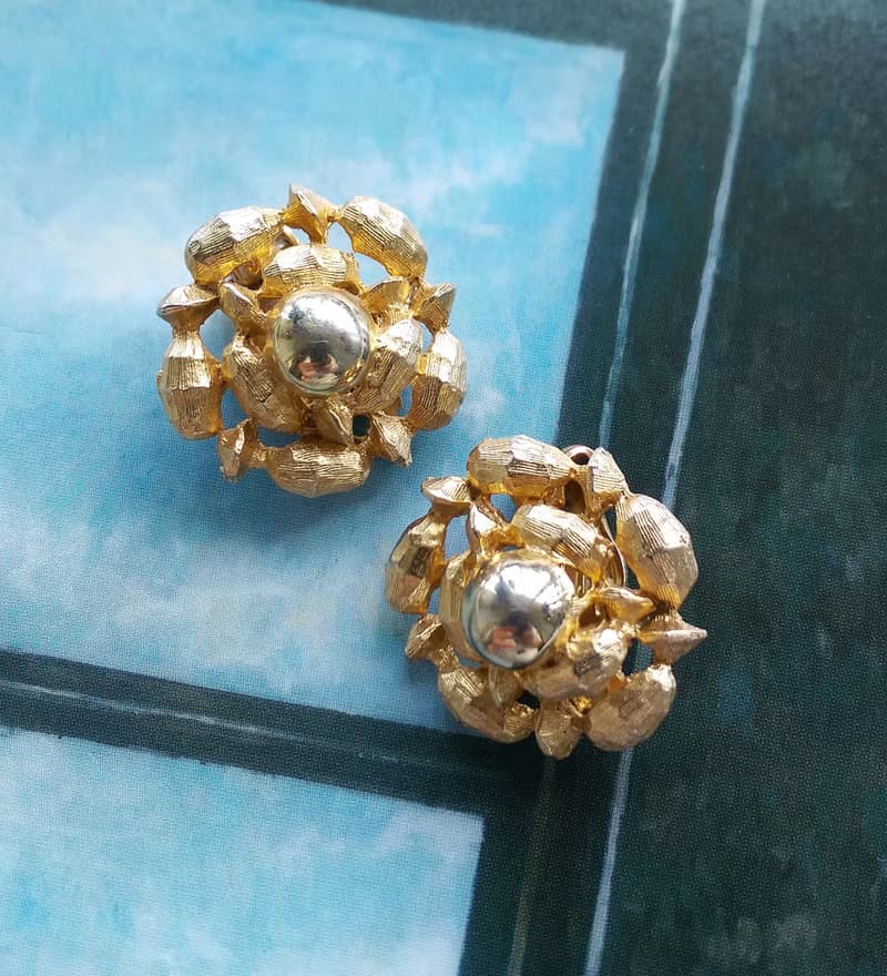 Vintage Jewelry 西洋古董飾品 原始溫度 金色調 夾式耳環