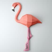 Papercraft Flamingo, 3D Paper Craft model, DIY Paper sculpture, DIGITAL TEMPLATE