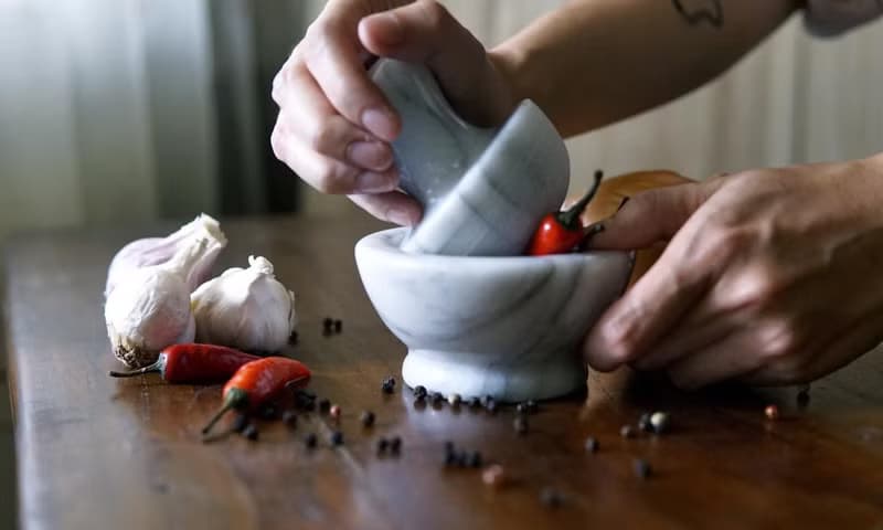 【奇鈺家居】大理石蘑菇頭杵臼 (白色)