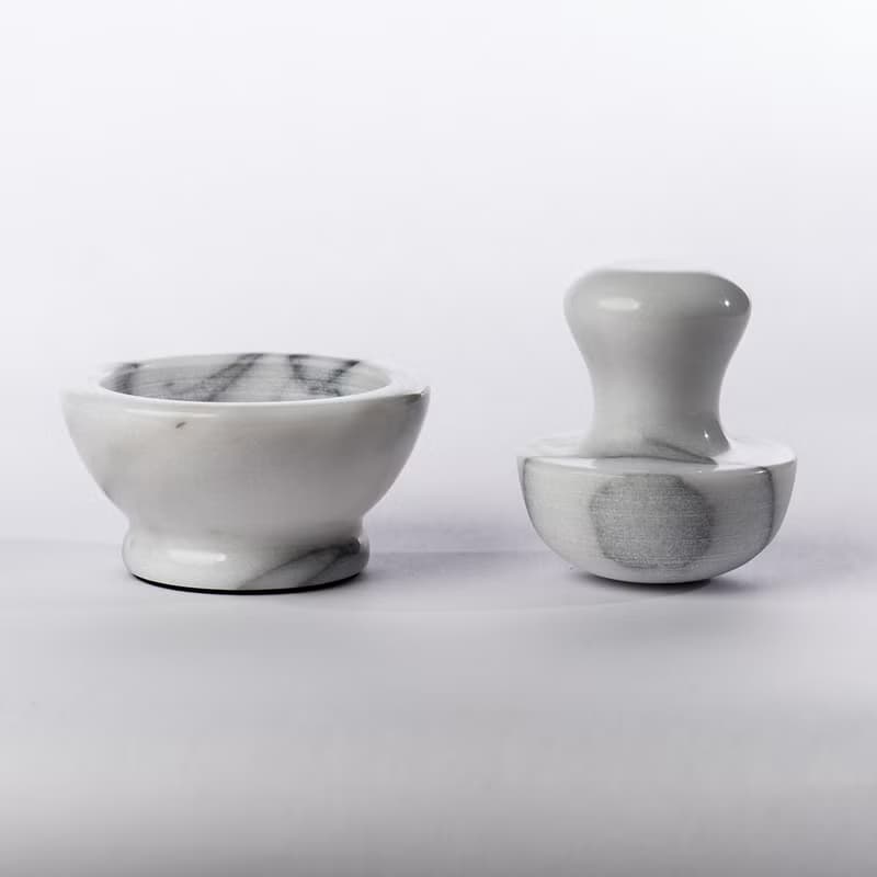 【奇鈺家居】大理石蘑菇頭杵臼 (白色)