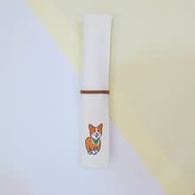 環保餐具 帆布收納套袋組 含筷子湯匙 綠領巾柯基犬