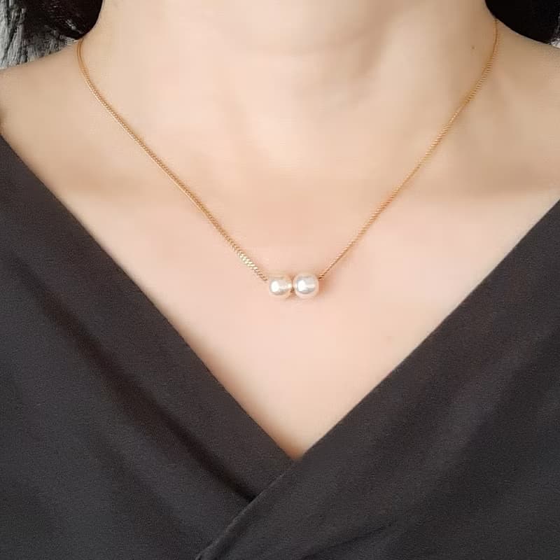 K18　チェーンネックレス　あこや真珠　 パールネックレス　あこやパール　スルーネックレス pearl necklace 珍珠項鍊 珍珠项链 진주목걸이