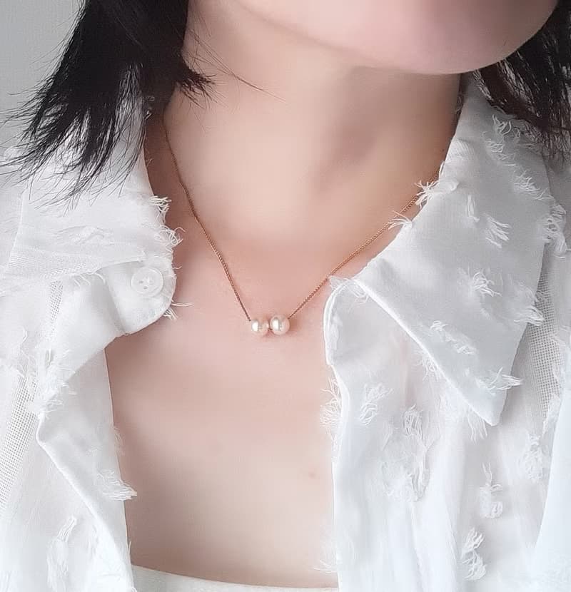 K18　チェーンネックレス　あこや真珠　 パールネックレス　あこやパール　スルーネックレス pearl necklace 珍珠項鍊 珍珠项链 진주목걸이