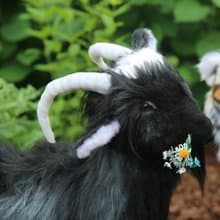 Goat realistic plush toy. Stuffed animals by photo. Poseable art doll