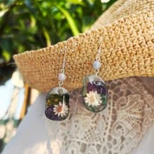 永生花 小小花耳飾 油晝小花圈 耳環 earring UV 樹脂