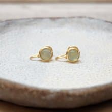 ll 6mm葡萄石 ll 金線框耳針 耳夾 / 一對 ER-00060