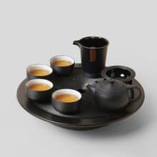 陸寶 環宇經典茶禮 玄黑 1壺1海4杯+茶盤 茶具組