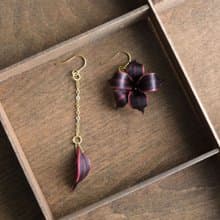 皮革工藝 小黑花 曼陀羅花 耳飾