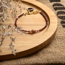 【神山晶礦】清透紅髮晶石榴鑽切貝殼手鍊/石榴石/紅髮晶