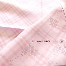 Burberry Vintage Handkerchief Pink Check with Snowflakes 20 x 19.5 inches