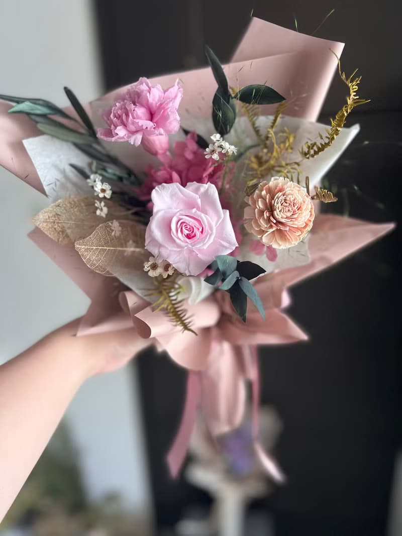 永生玫瑰花束/康乃馨花束/母親節花禮/永生康乃馨