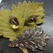 Crystal acorn resin necklace Electroformed resin pendant 生日禮物 項鍊