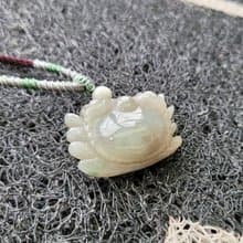 【親翠】天然翡翠 冰黃帶灰度特殊色精工螃蟹調節式繩鏈 八方來財