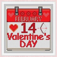 Valentine's Day Cross Stitch Pattern | February 14 | Calendar Sheet |
