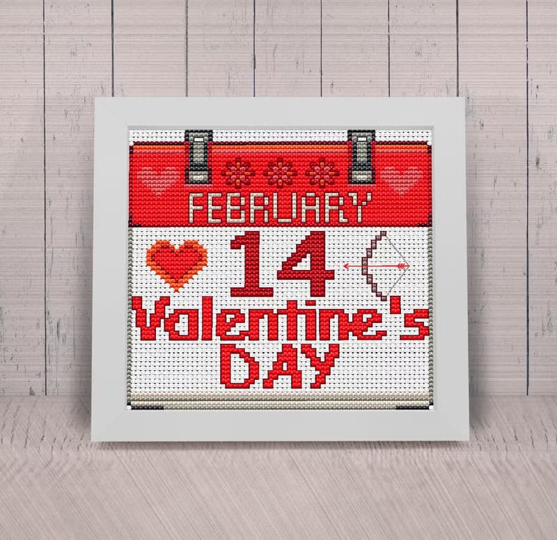【數位】Valentine's Day Cross Stitch Pattern | February 14 | Calendar Sheet |