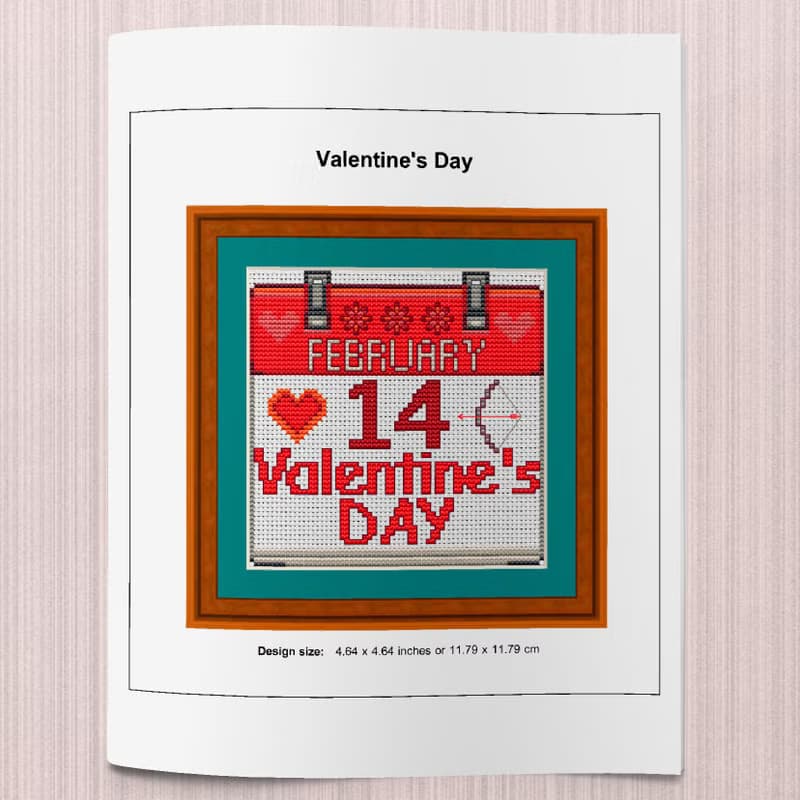 【數位】Valentine's Day Cross Stitch Pattern | February 14 | Calendar Sheet |
