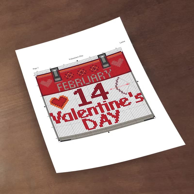 【數位】Valentine's Day Cross Stitch Pattern | February 14 | Calendar Sheet |