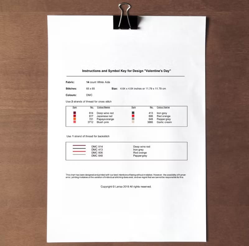【數位】Valentine's Day Cross Stitch Pattern | February 14 | Calendar Sheet |