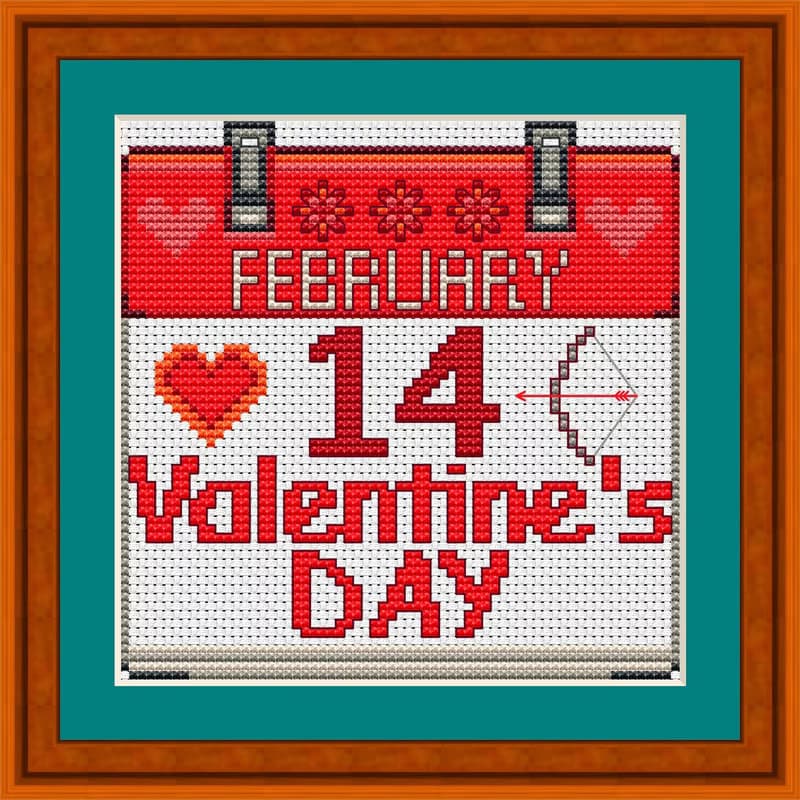 【數位】Valentine's Day Cross Stitch Pattern | February 14 | Calendar Sheet |